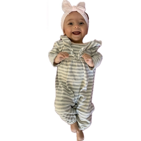 Nordstrom Baby Girl Striped Romper with Ruffle Details - 3M - Picture 2 of 7